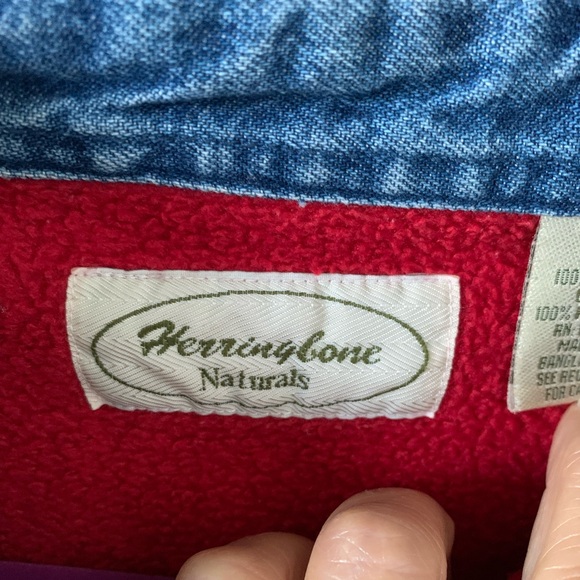 VINTAGE 90’s HERRINGBONE NATURALS MENS LINED DENIM/JEAN SHIRT/JACKET, L - Picture 2 of 15